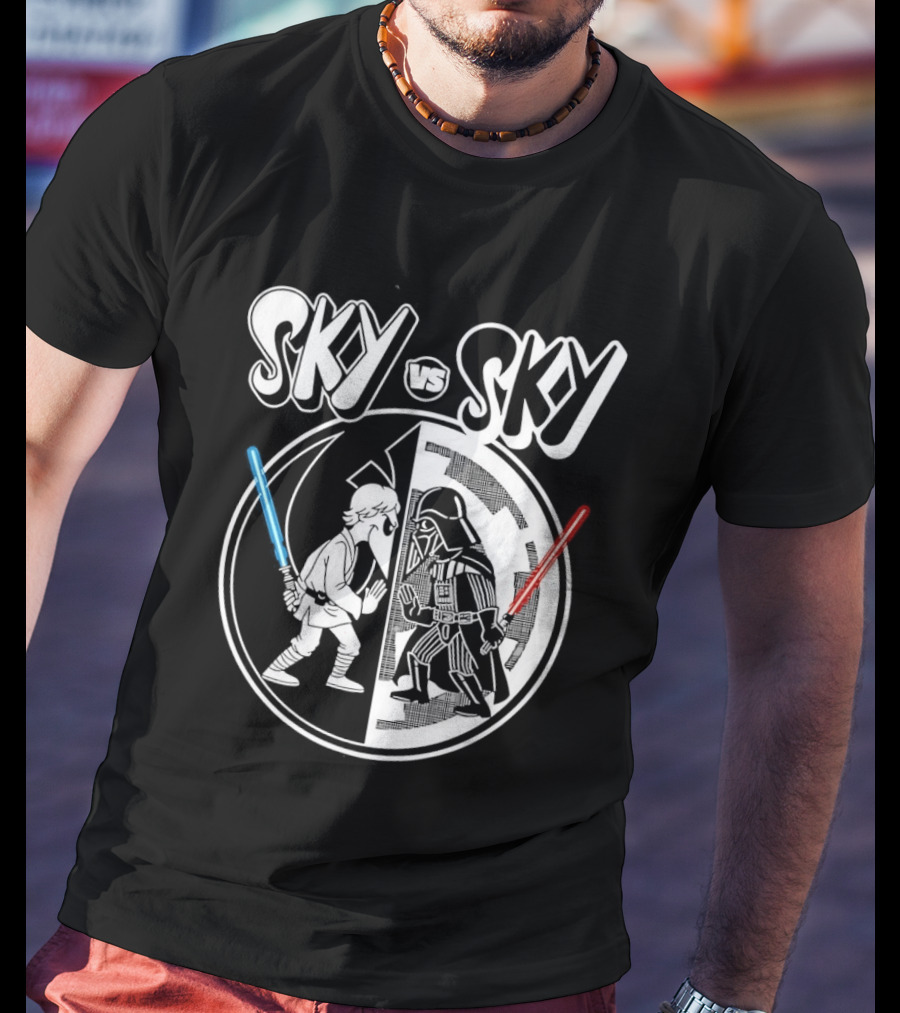 Sky Vs Sky Luke Skywalker Darth Vader Lightsaber Duel T-Shirt