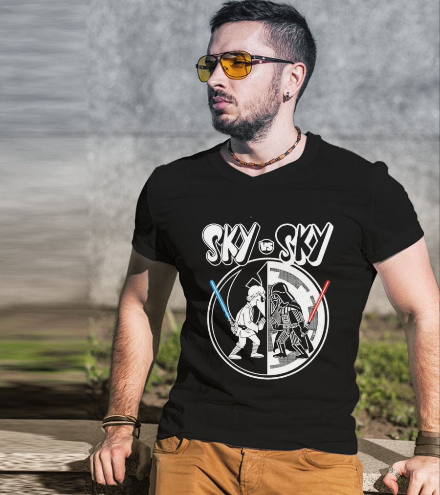 Sky Vs Sky Luke Skywalker Darth Vader Lightsaber Duel T-Shirt