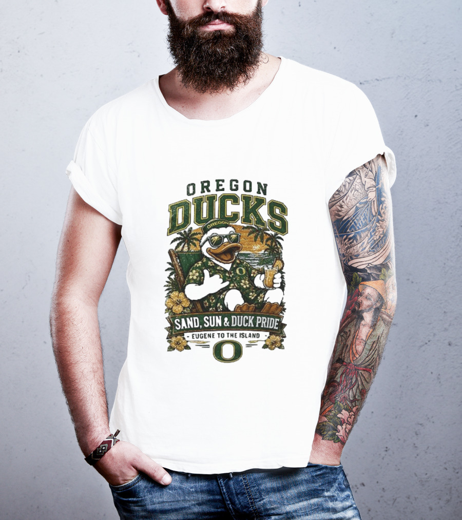 Oregon Ducks Sand Sun Duck Pride Eugene To The Island T-Shirt