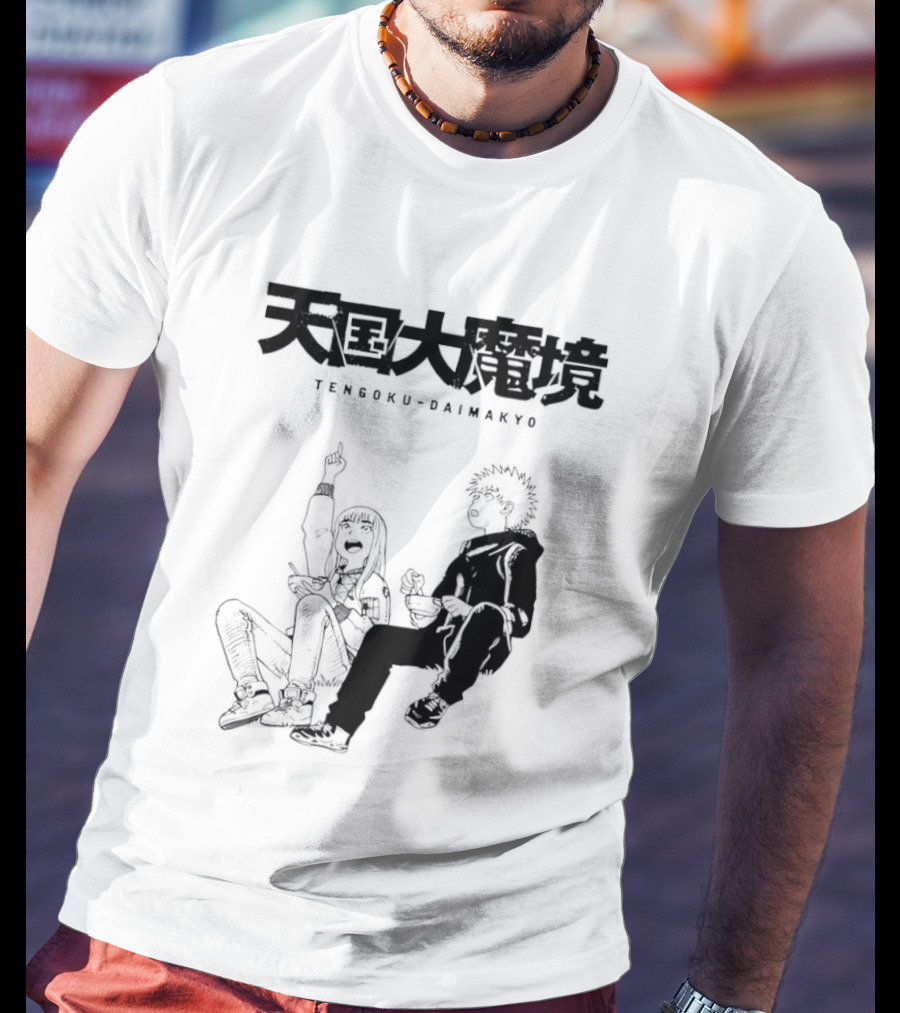 Tengoku Daimakyo Anime Characters Sitting Together Eating T-Shirt