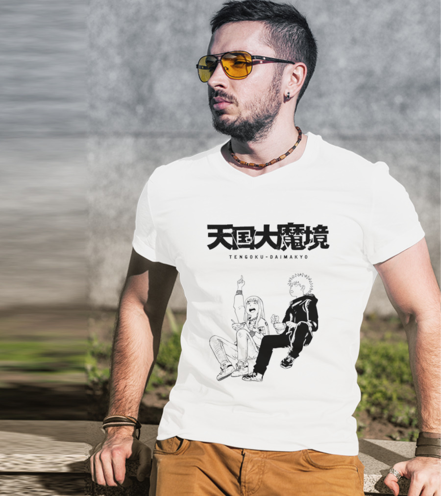 Tengoku Daimakyo Anime Characters Sitting Together Eating T-Shirt