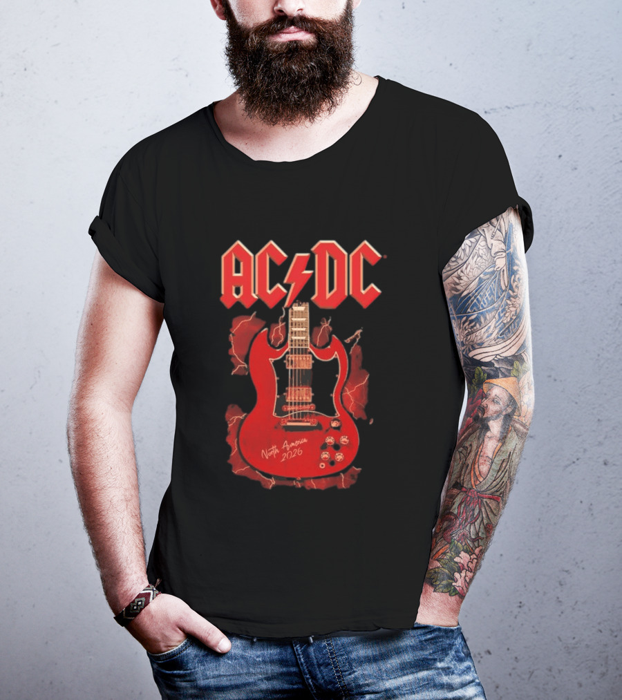 ACDC PWR Up Tour 2026 North America Angus Guitar Electro T-Shirt