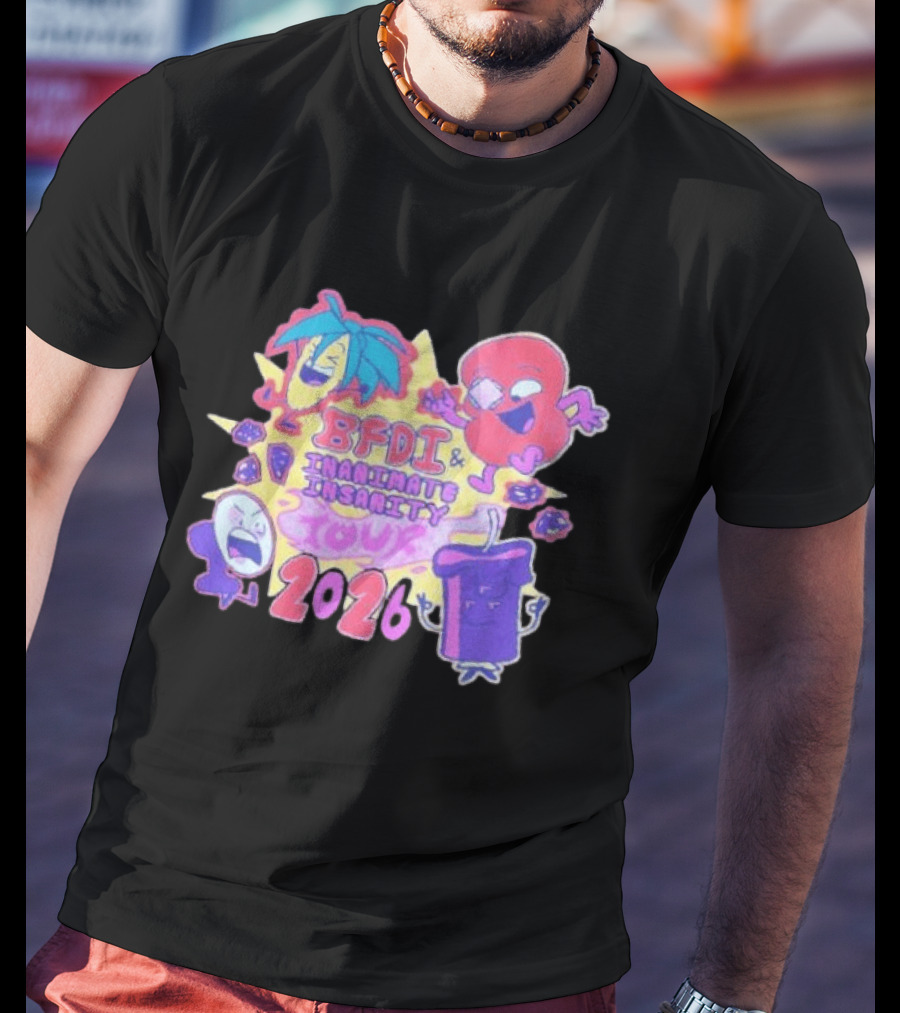 BFDI & Inanimate Insanity Tour 2026 Characters And Fun Adventure T-Shirt