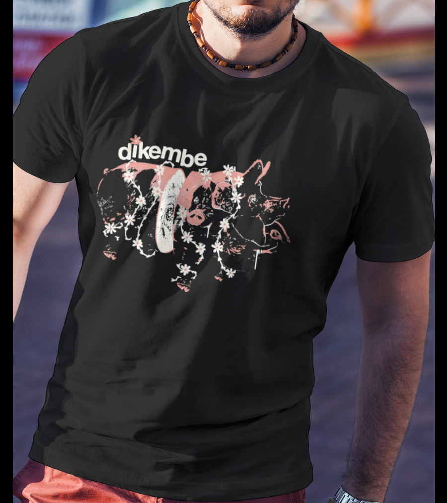 Dikembe Pig Floral Indie Rock Band Aesthetic T-Shirt