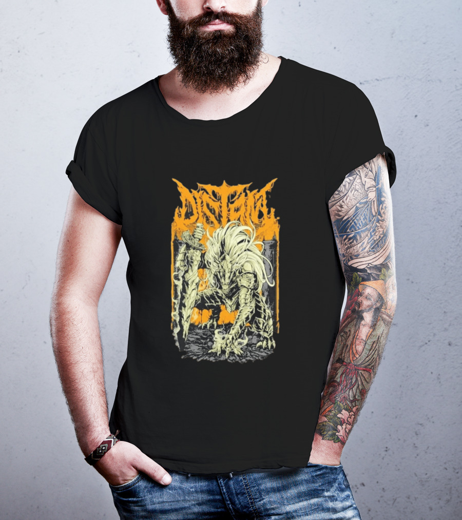 Distant Black Blade Dark Fantasy Warrior With Sword T-Shirt