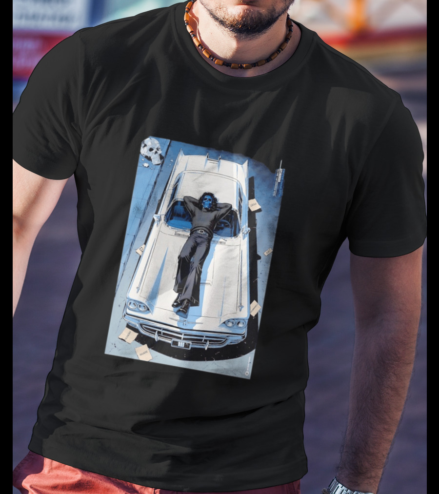 Filter Charlotte You Are The Content Now Tour Blue Skull Man On Classic Car T-Shirt