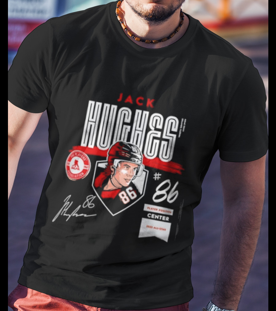 Jack Hughes NHLPA Signature 2023 All Star Center #86 T-Shirt