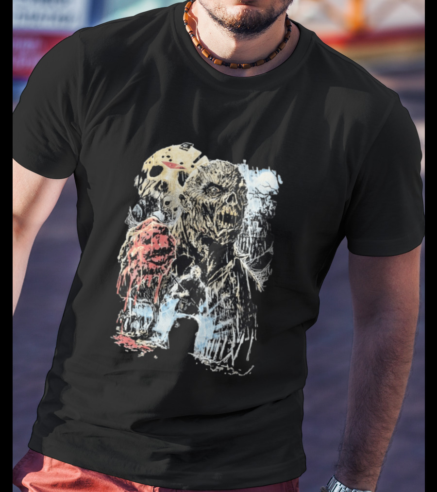Jason Voorhees Classic Mask And Horror Icons Friday The 13th T-Shirt