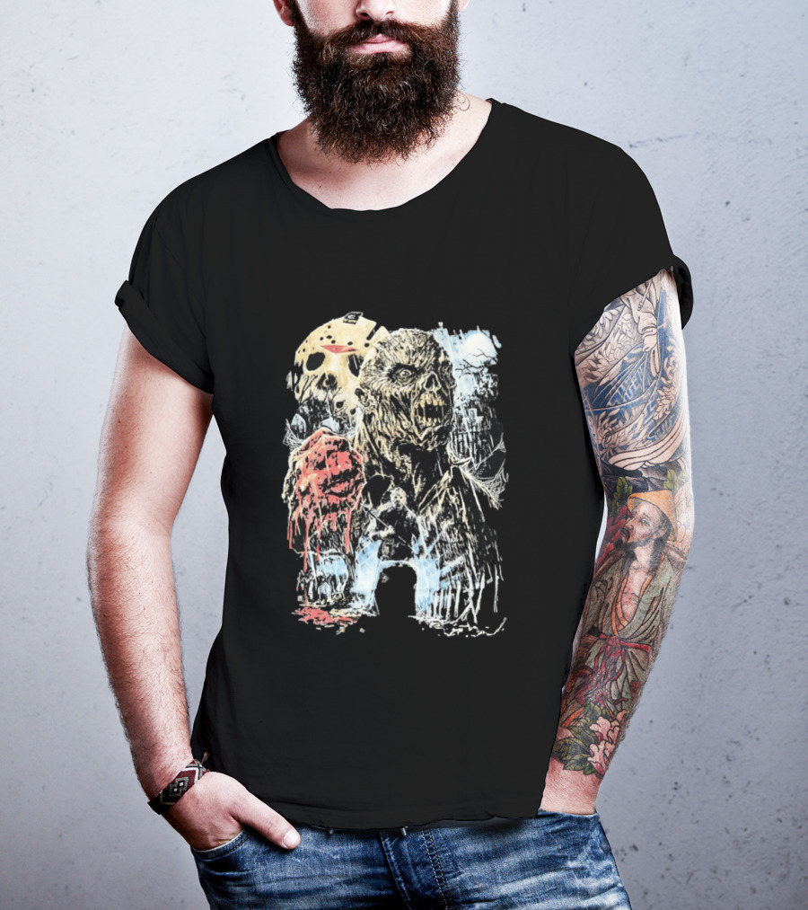Jason Voorhees Classic Mask And Horror Icons Friday The 13th T-Shirt