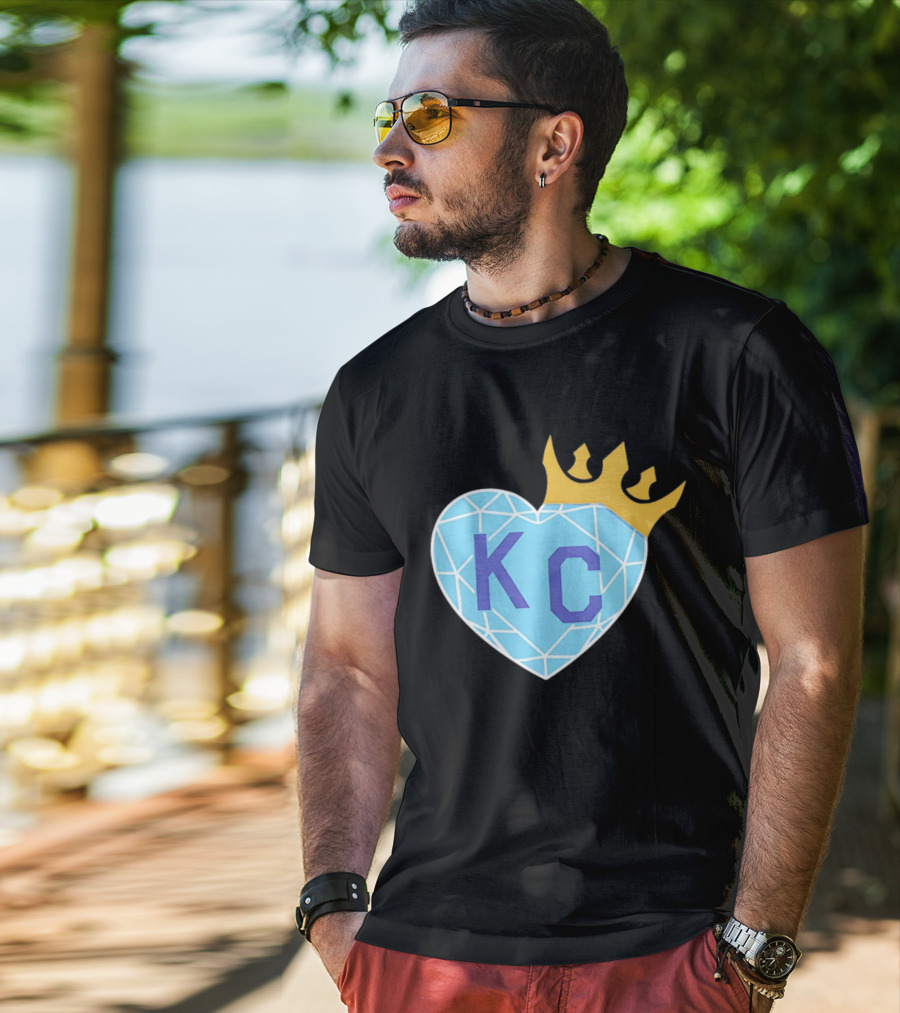 KC Diamond Heart With Golden Crown T-Shirt