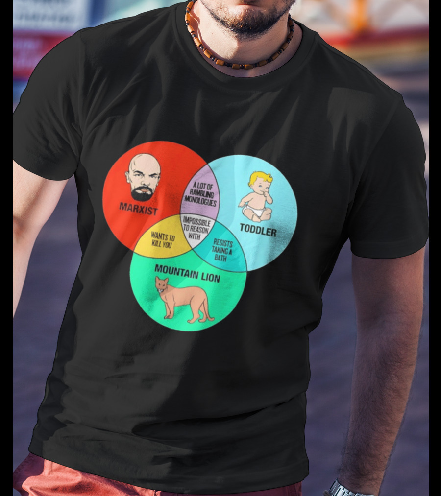 Venn Diagram Humor Marxist Toddler Mountain Lion Impossible To Reason T-Shirt