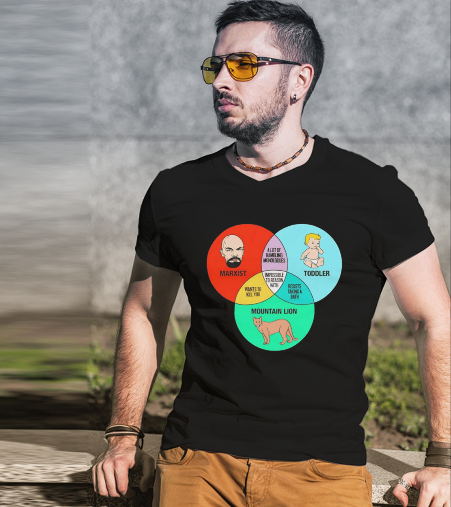 Venn Diagram Humor Marxist Toddler Mountain Lion Impossible To Reason T-Shirt