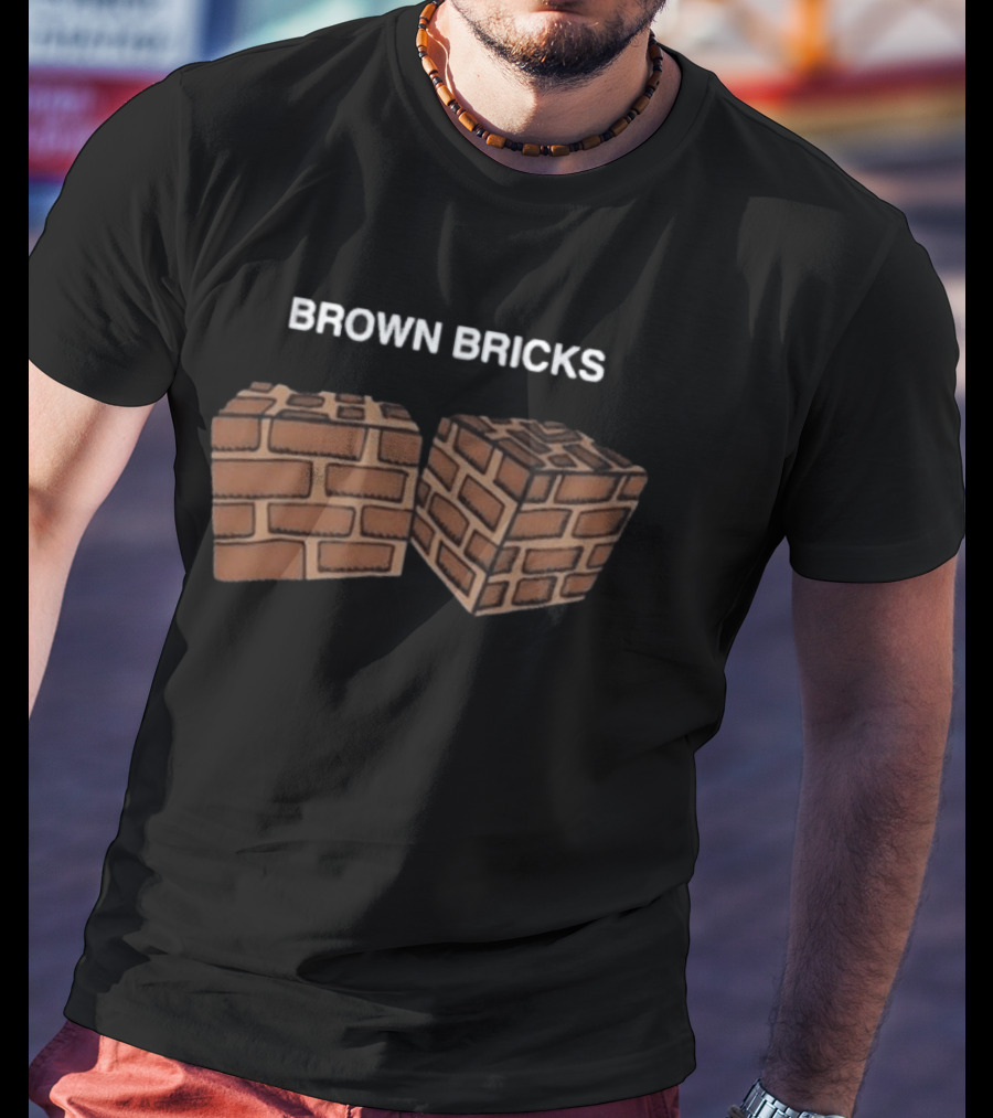 Mike Matei Brown Bricks Textured Cubes T-Shirt
