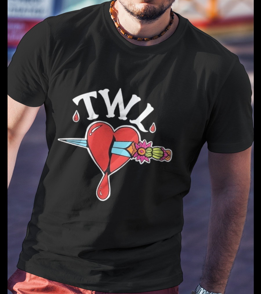 TWL Heart Dagger Tattoo Style Red Dripping Heart T-Shirt