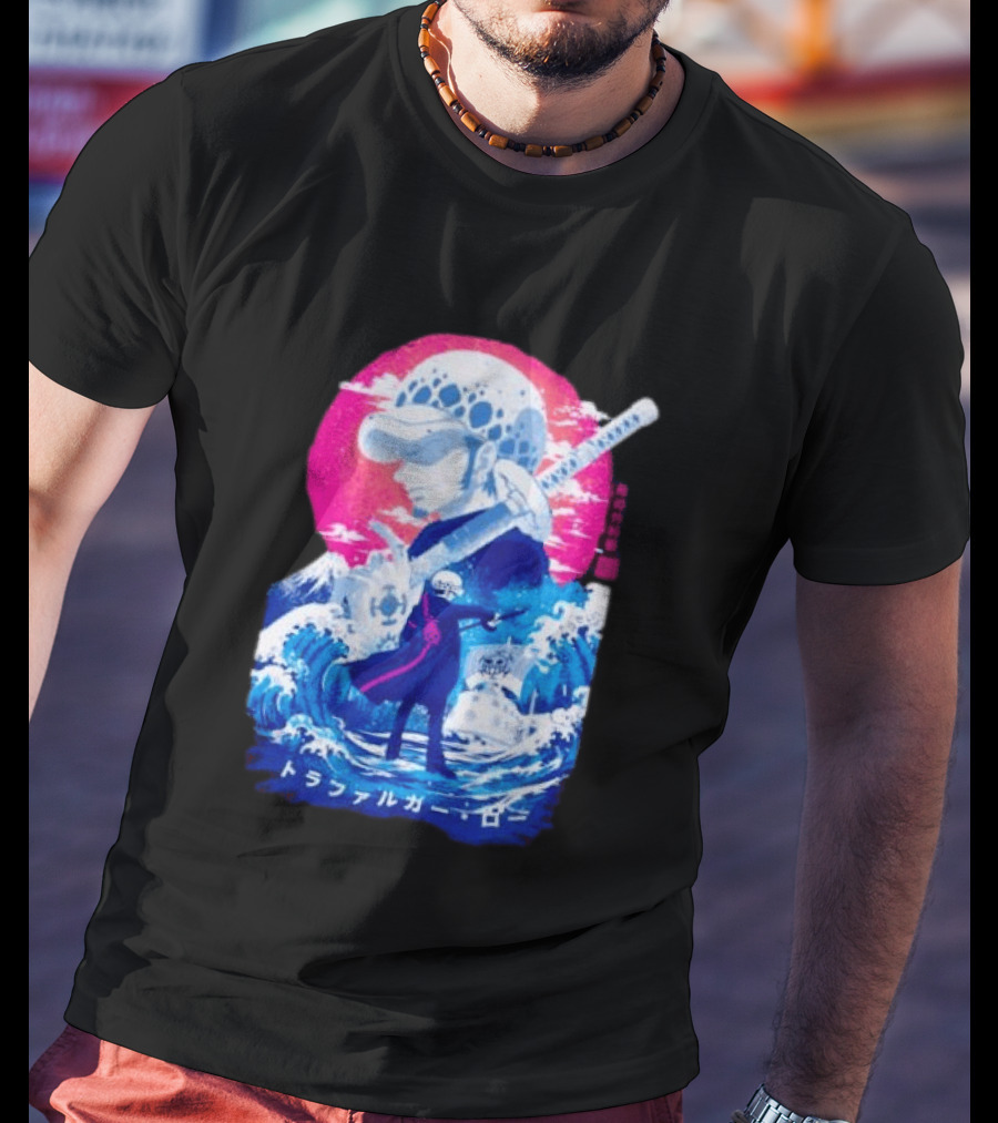 Trafalgar Law One Piece Surgeon Of Death Anime Japanese Text Scenic Waves T-Shirt