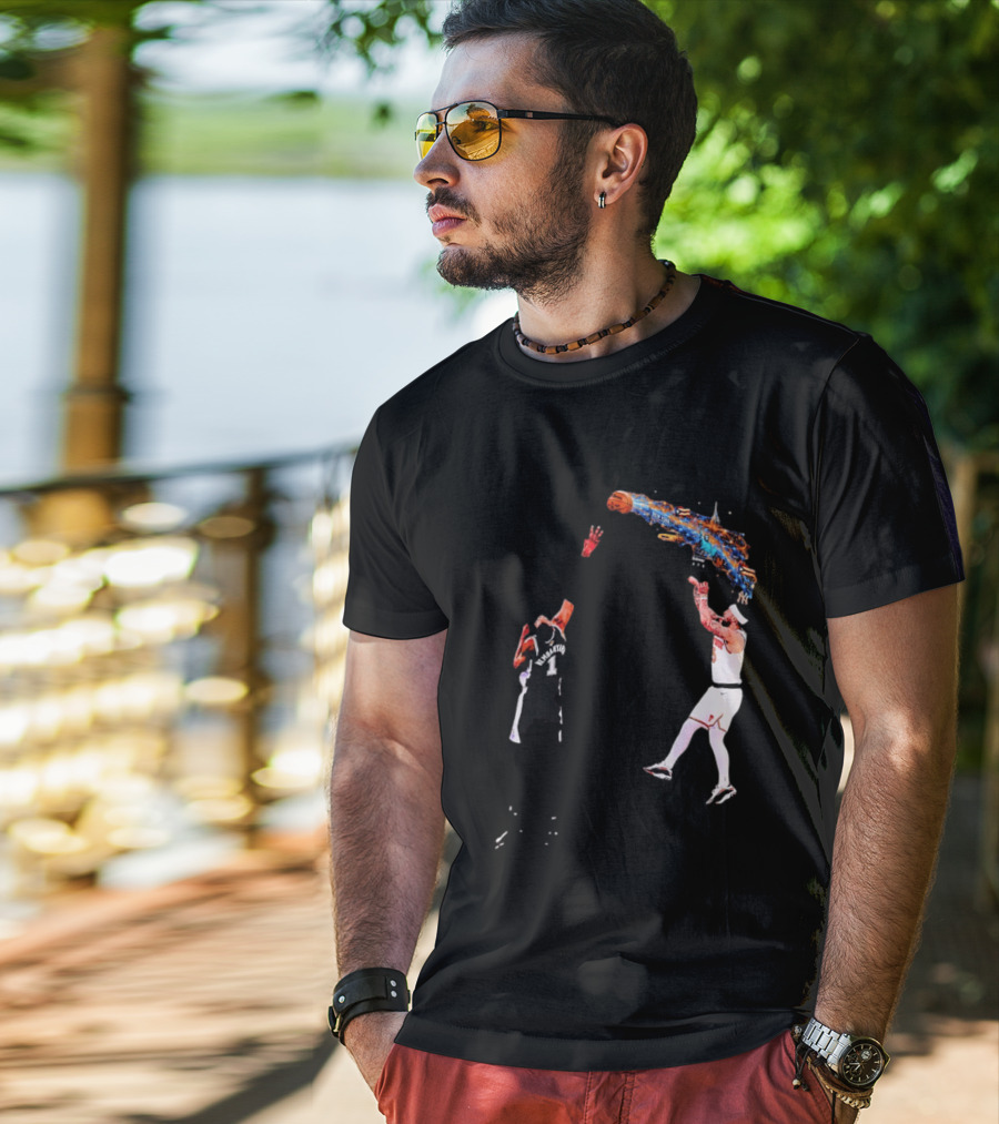 Wembanyama Vs New York Basketball Player Dynamic Showdown T-Shirt