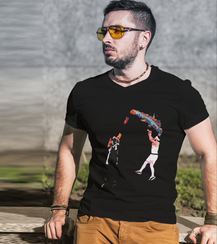 Wembanyama Vs New York Basketball Player Dynamic Showdown T-Shirt