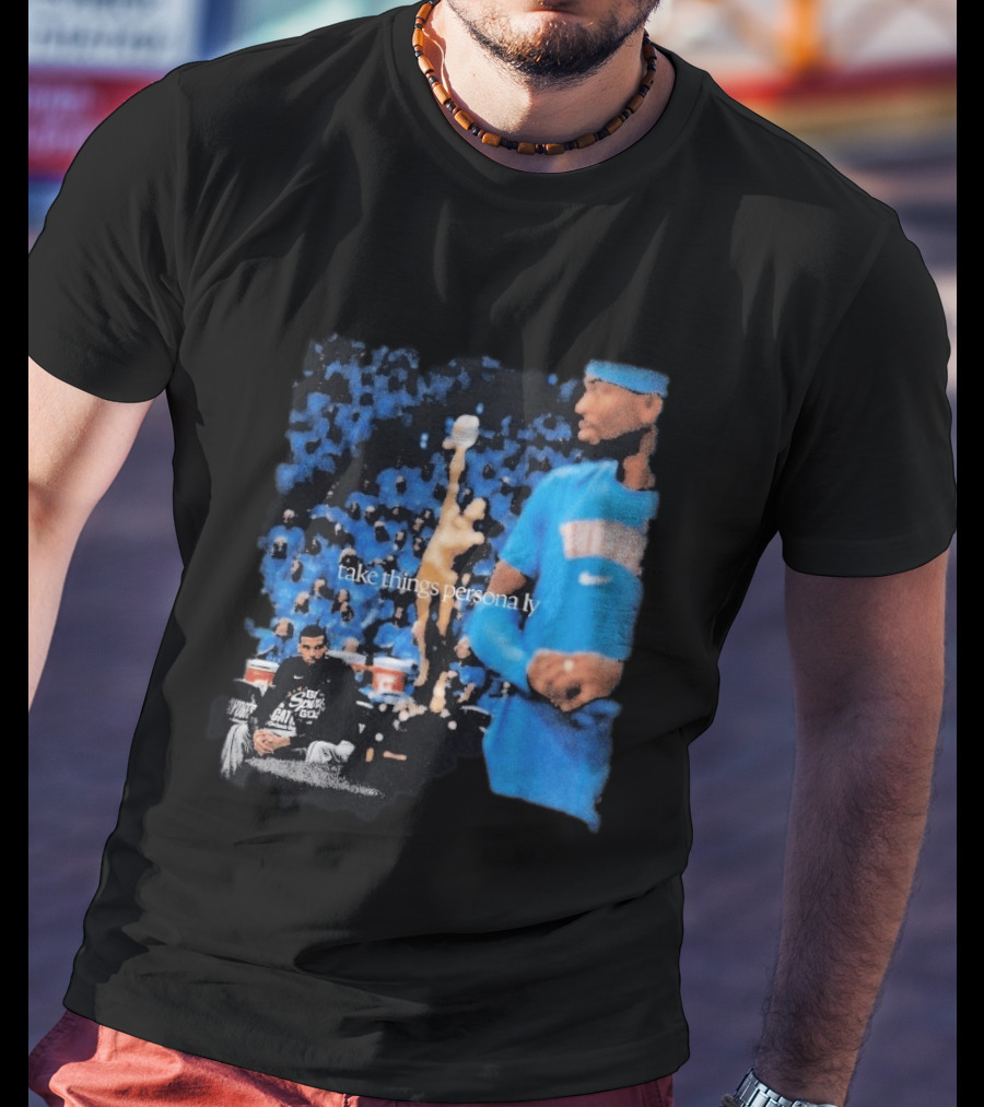 Shai Gilgeous Alexander Take Things Personally Blue Outfit And Black T-Shirt