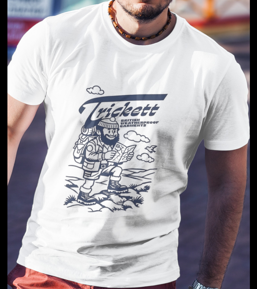 Trickett Hiker In British Landscape With Weatherproof Gear T-Shirt