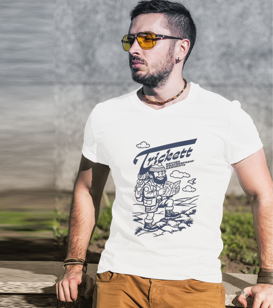 Trickett Hiker In British Landscape With Weatherproof Gear T-Shirt