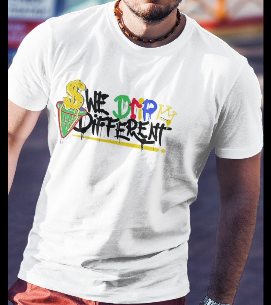 We Drip Different Ice Cream Cone Graffiti Art With Dollar Symbol And Crown T-Shirt