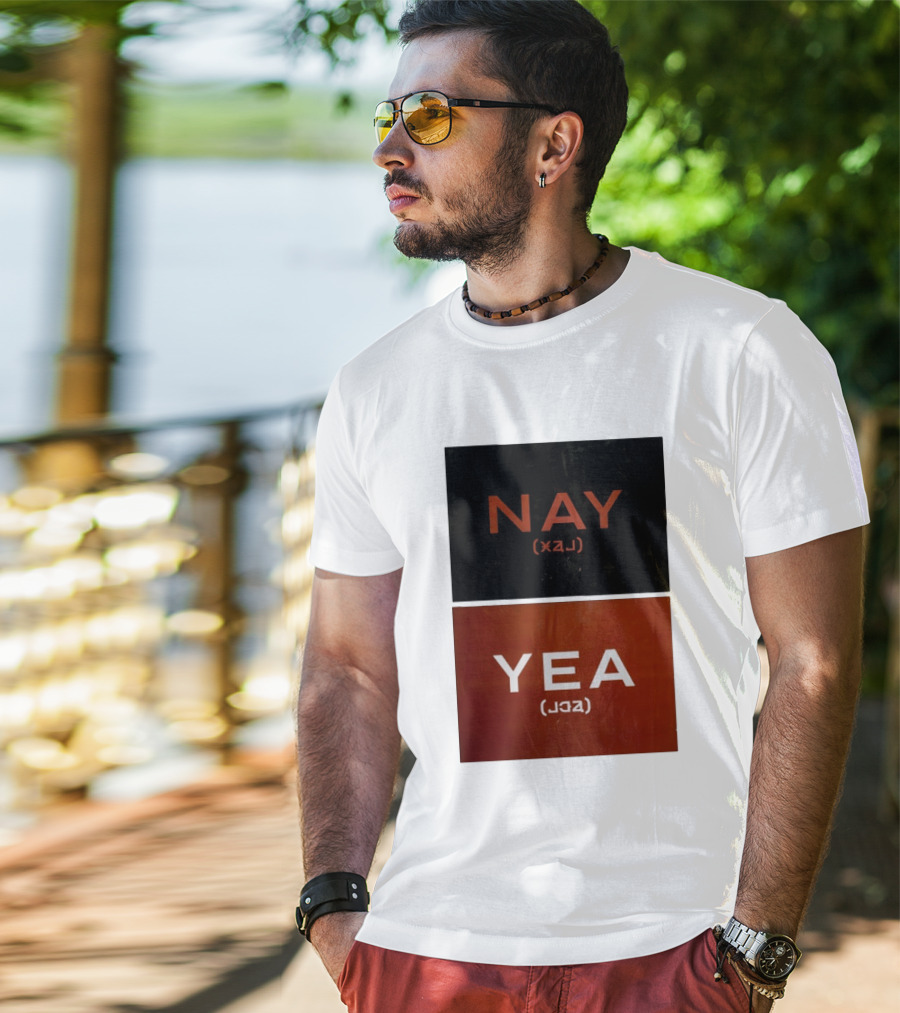 Nay Yea Minimalist Affirmation Negation Optical Illusion T-Shirt
