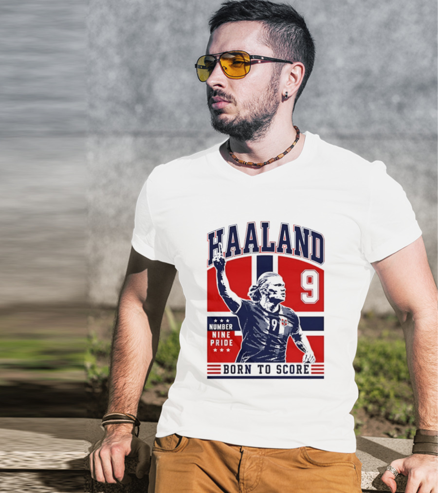 Haaland Norway Number Nine Pride Born To Score T-Shirt