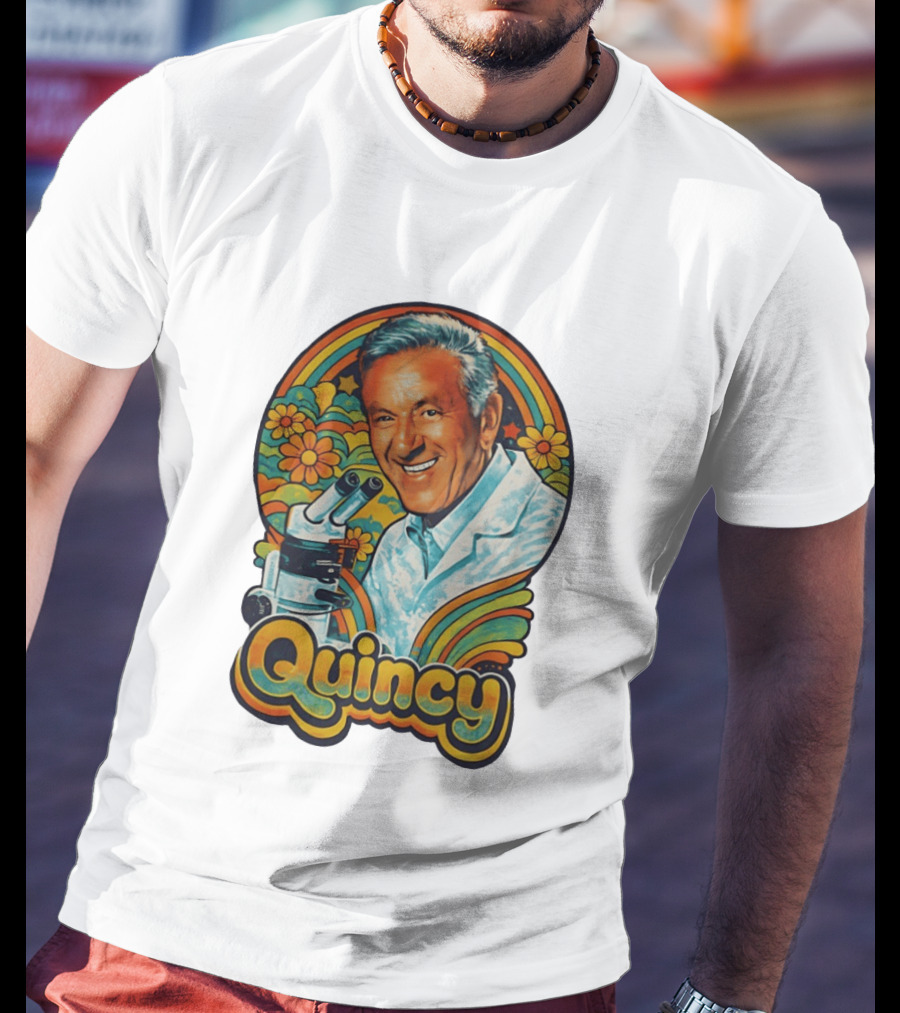 Quincy Scientist Jack Klugman Vintage Retro Flowers And Microscopes T-Shirt