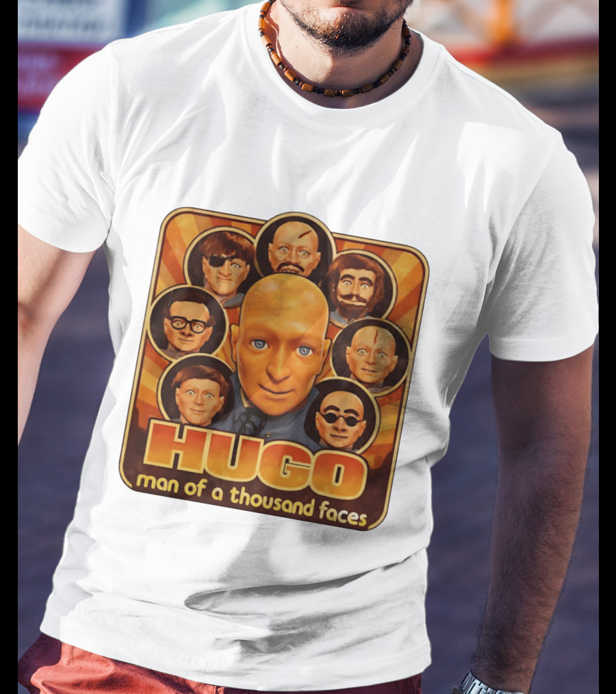 Hugo Man Of A Thousand Faces Ventriloquist Dummy Mask Collection T-Shirt