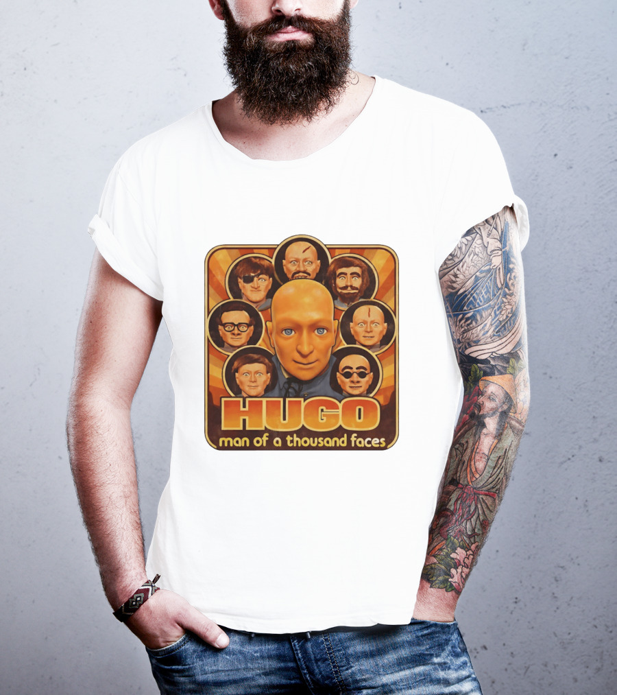 Hugo Man Of A Thousand Faces Ventriloquist Dummy Mask Collection T-Shirt