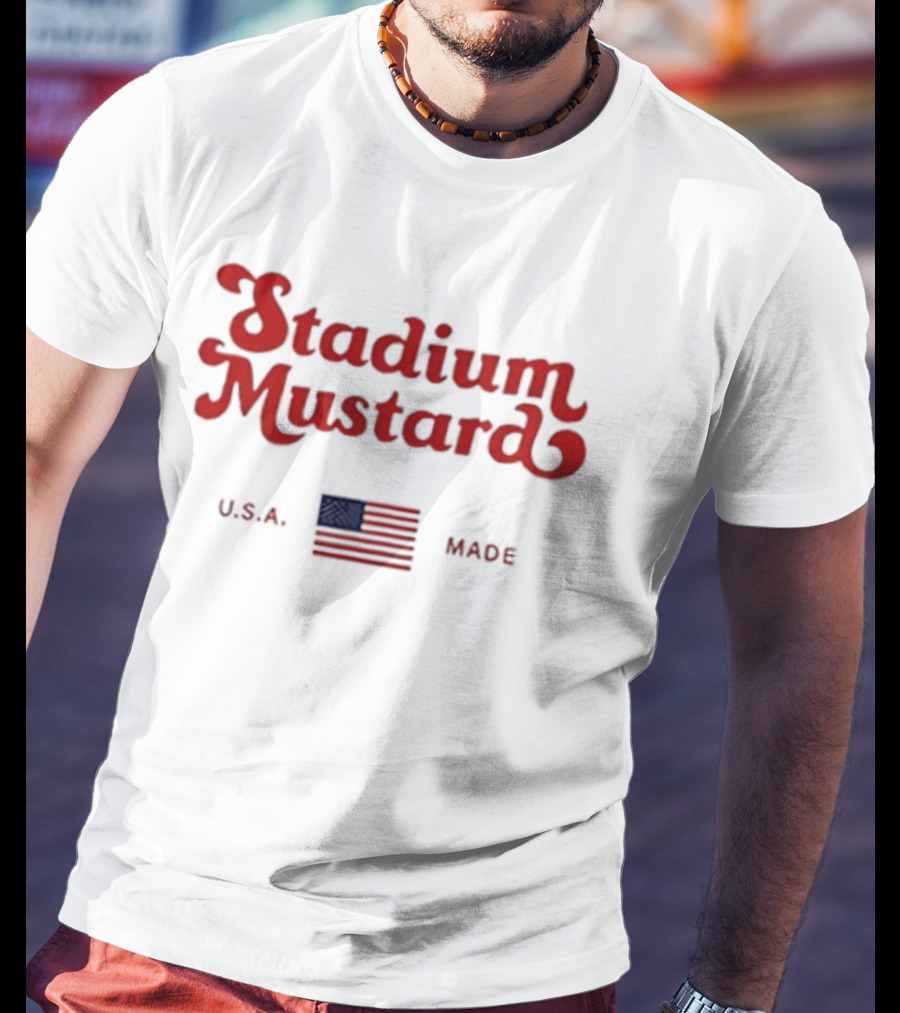 Stadium Mustard USA Made American Flag T-Shirt