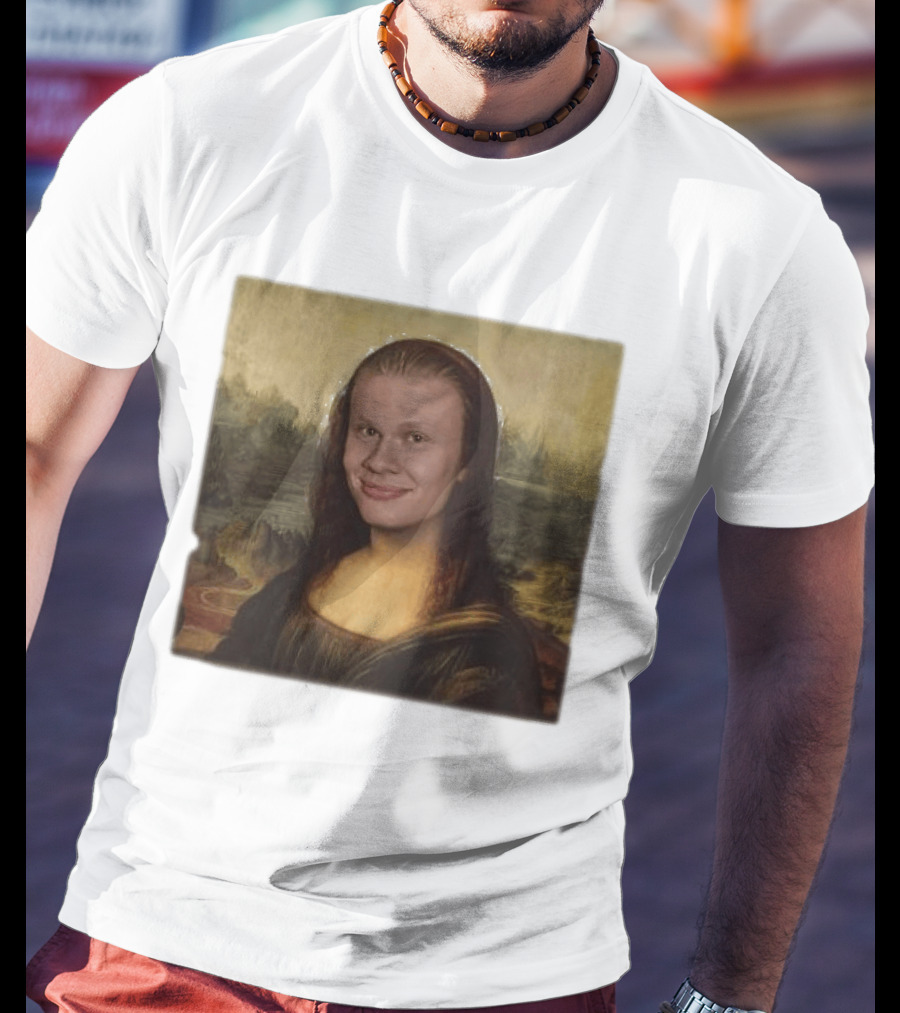Mona Lisa Erling Haaland Meme Face Fusion T-Shirt