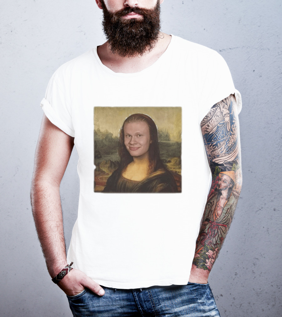 Mona Lisa Erling Haaland Meme Face Fusion T-Shirt