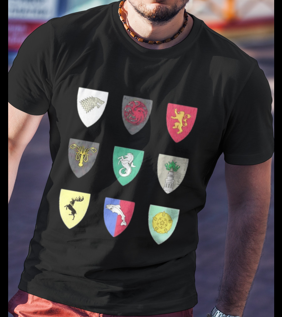 Game Of Thrones Westeros House Sigils Stark Targaryen Lannister Greyjoy Tully Baratheon بأأ** T-Shirt