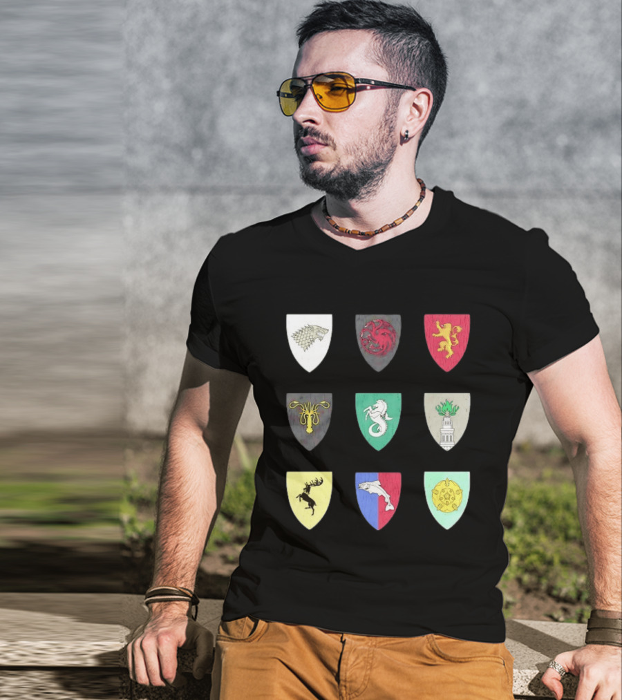 Game Of Thrones Westeros House Sigils Stark Targaryen Lannister Greyjoy Tully Baratheon بأأ** T-Shirt
