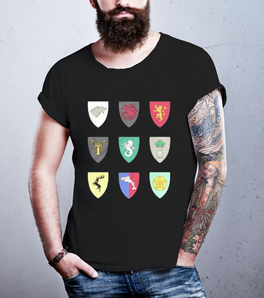 Game Of Thrones Westeros House Sigils Stark Targaryen Lannister Greyjoy Tully Baratheon بأأ** T-Shirt