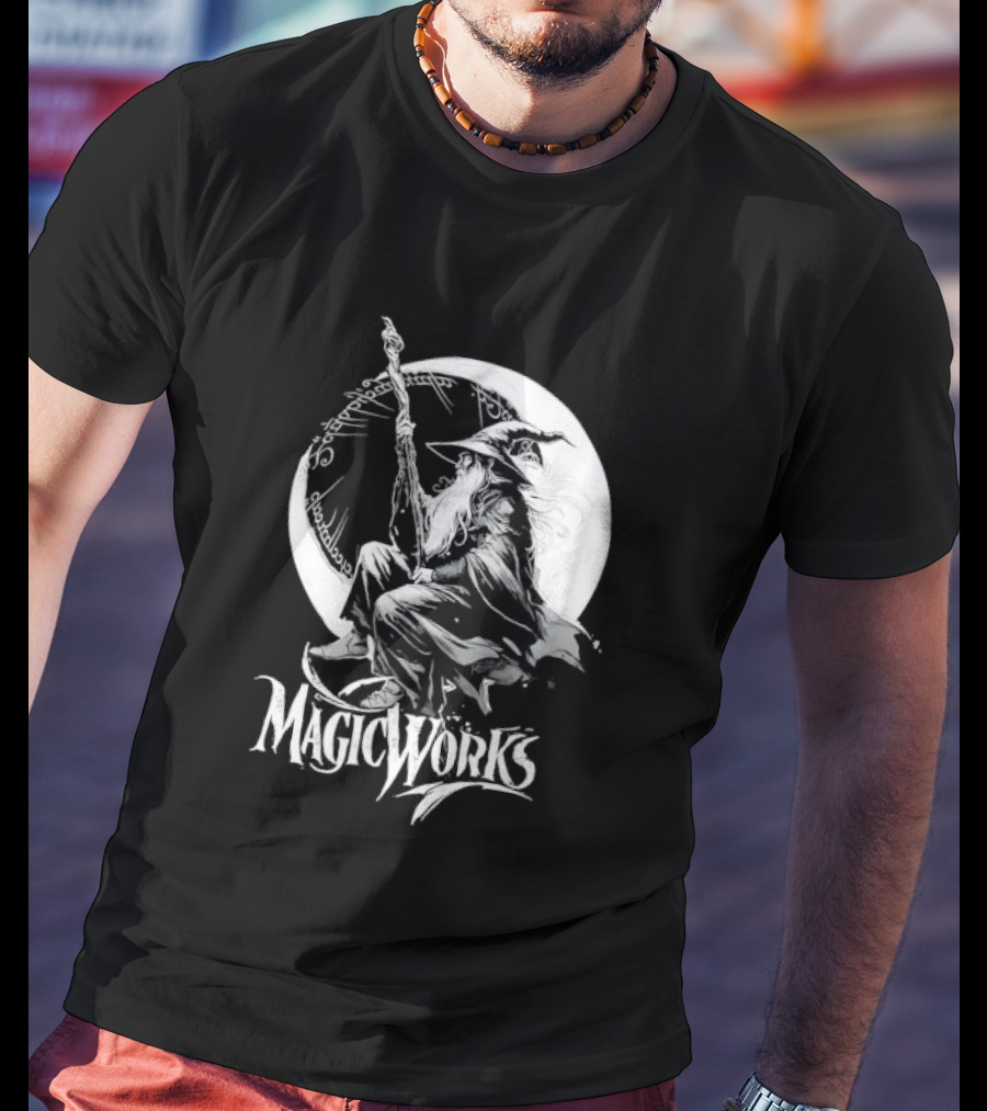Gandalf Magic Works Lord Of The Rings Wizard Silhouette Moon T-Shirt