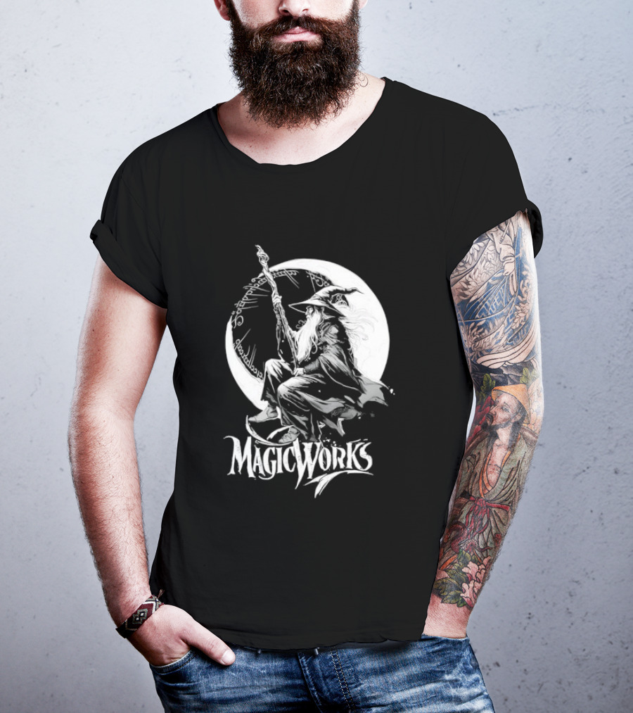 Gandalf Magic Works Lord Of The Rings Wizard Silhouette Moon T-Shirt