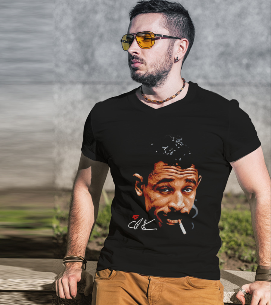 Charles Bukowski Cigarette Artwork CK Signature T-Shirt