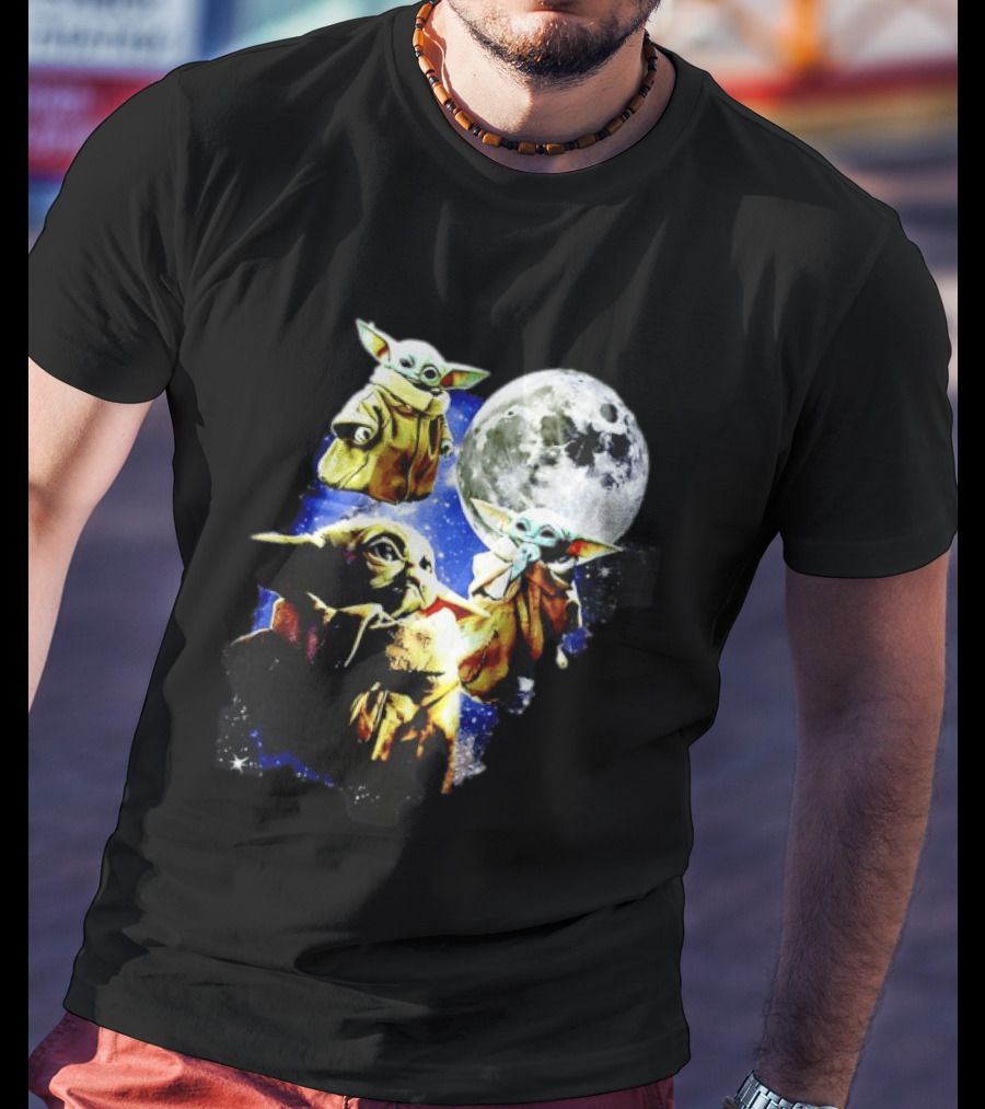 Grogu Star Wars The Mandalorian Baby Yoda Three Wolves Moon T-Shirt