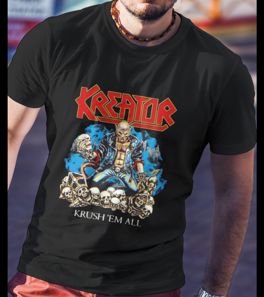 Kreator Krush 'Em All Thrash Metal Skulls And Warrior T-Shirt