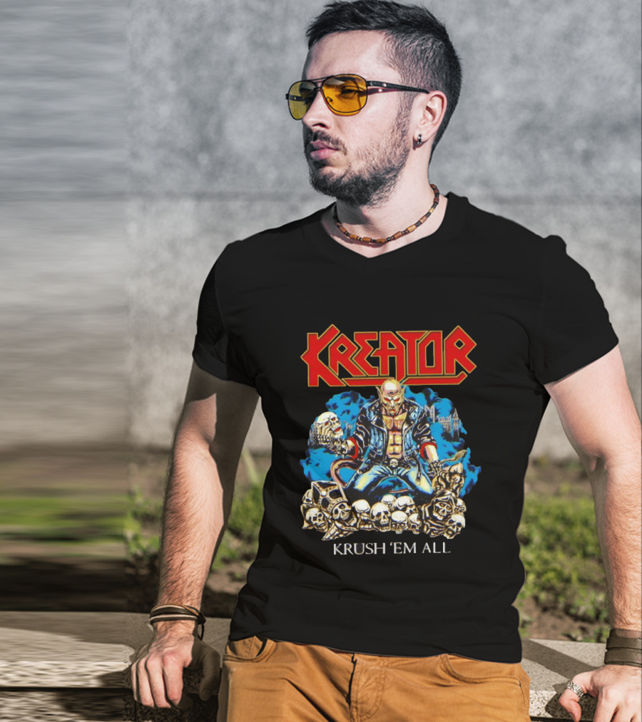 Kreator Krush 'Em All Thrash Metal Skulls And Warrior T-Shirt