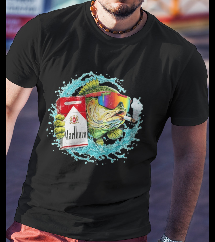 Hell Yeah Marlboro Cigarette Fish Smoking Viper Sunglasses T-Shirt