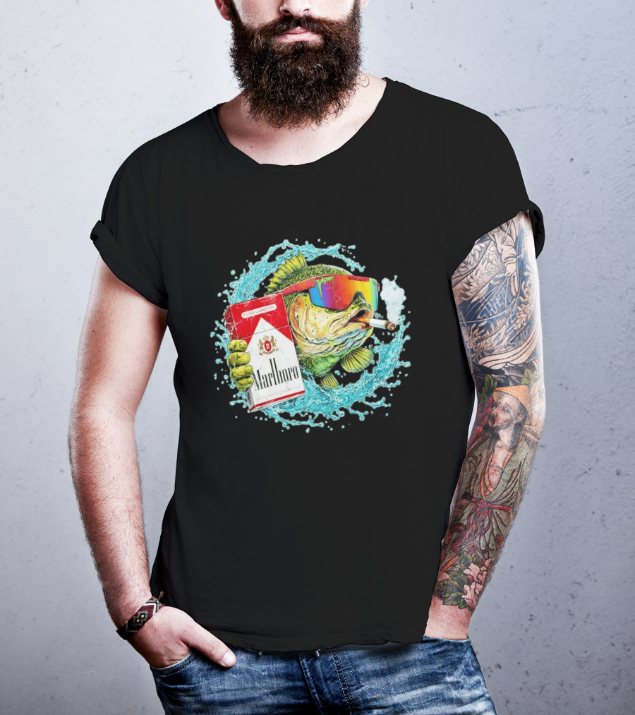 Hell Yeah Marlboro Cigarette Fish Smoking Viper Sunglasses T-Shirt
