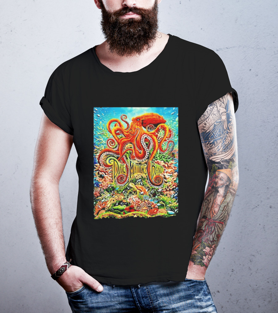 Dave Matthews Band Camden New Freedom Mortgage Pavilion July 11 2026 Colorful Octopus Underwater Scene T-Shirt
