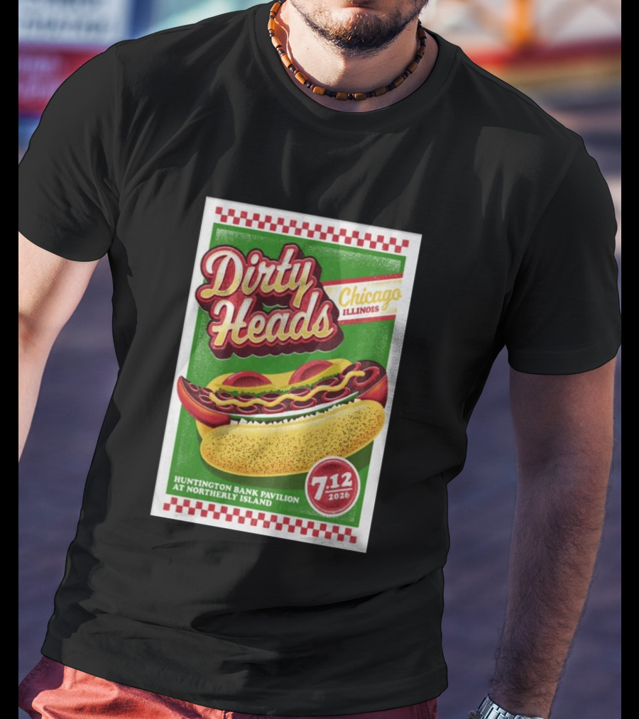 Dirty Heads Huntington Bank Pavilion Chicago Illinois Hot Dog July 12 2026 T-Shirt