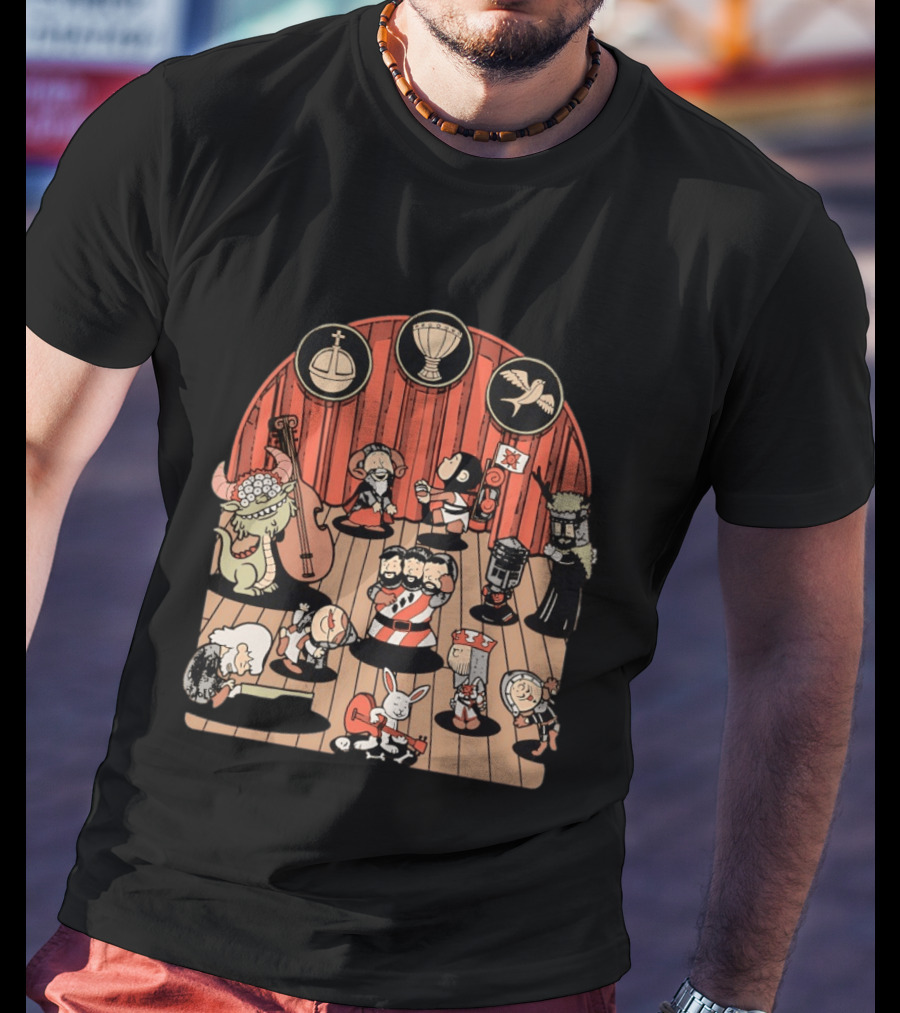 Monty Python And The Holy Grail Medieval Band Peanuts Style Scene T-Shirt