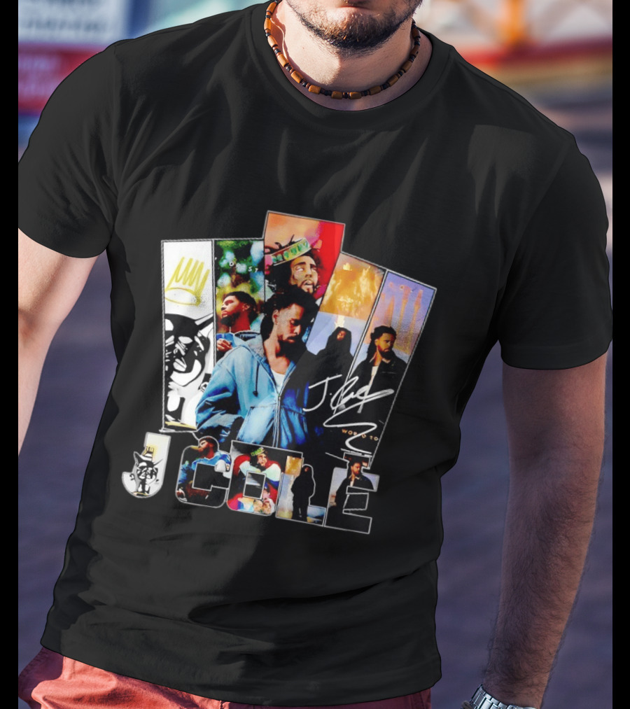 J Cole Woobst Collage Artwork With Crown And Signature T-Shirt