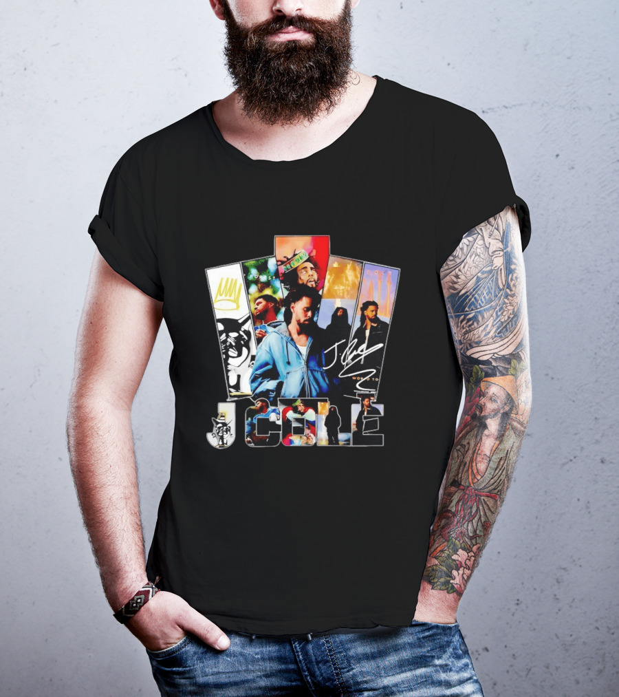 J Cole Woobst Collage Artwork With Crown And Signature T-Shirt