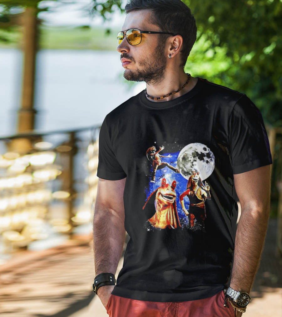 Jar Jar Binks Star Wars Gungan Moon And Space Adventure T-Shirt